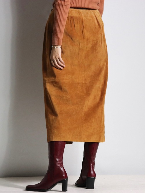 suède leather wrap skirt