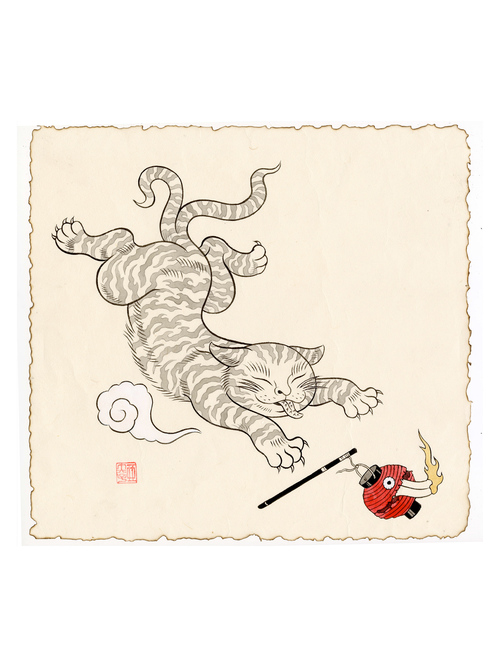 御影石　猫　キャラクター 石材技能士による手彫りの石の招き猫「ニャーニャン」| Japanese