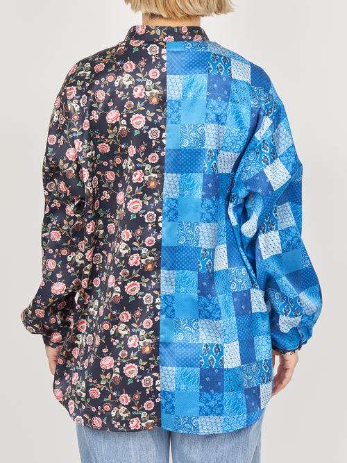 【受注商品】panda printed blouse・NAVY×BLUE