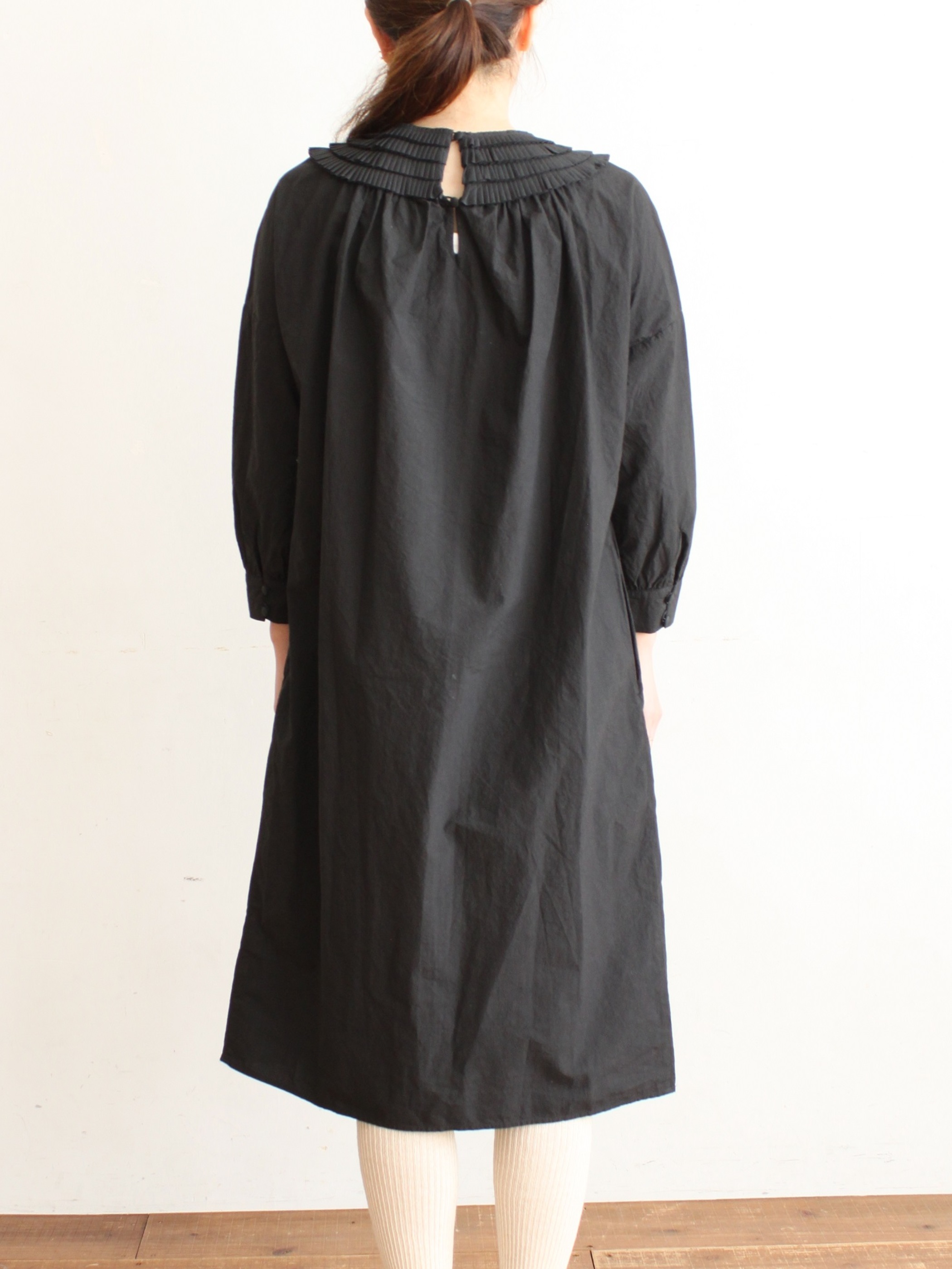 Pot And Tea タックヨーク長袖ワンピース