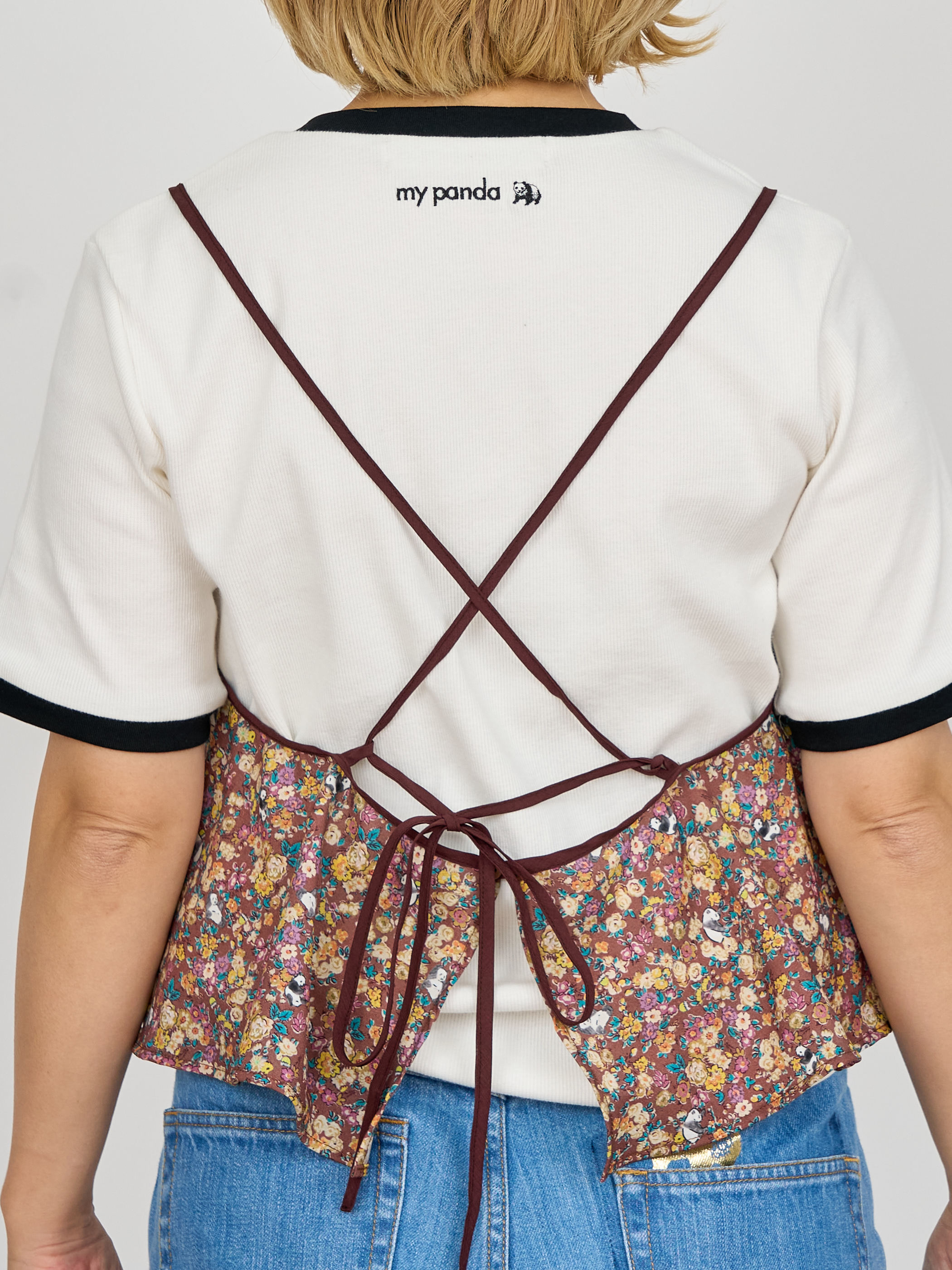 【受注商品】panda printed camisole・BROWN×YELLOW