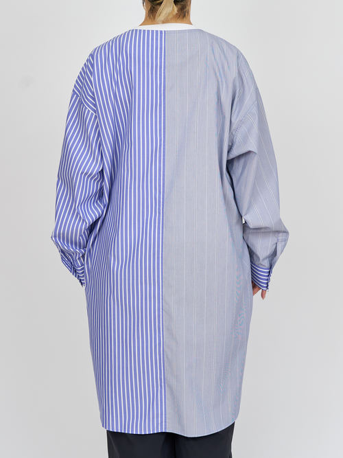 【受注商品】two-tone stripe long shirt・BLUE×NAVY