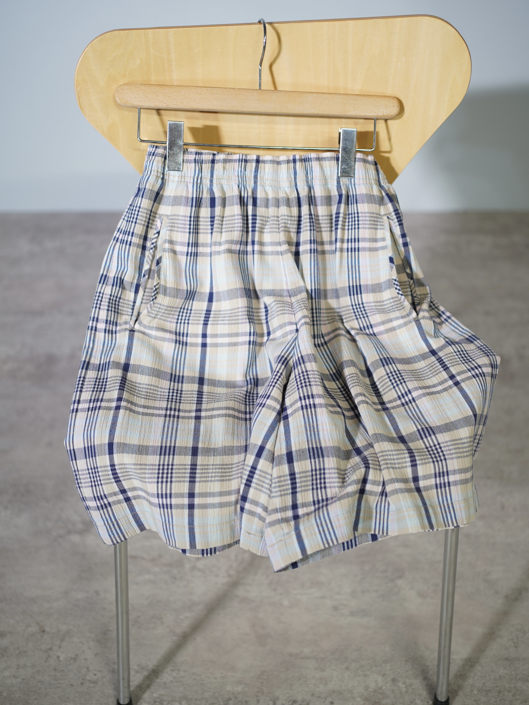 1990's KORET FRANCISCA Elastic Poly cotton check shorts / Made in Mexico