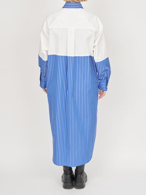 【受注商品】fake round collar shirt dress・WHITE×BLUE