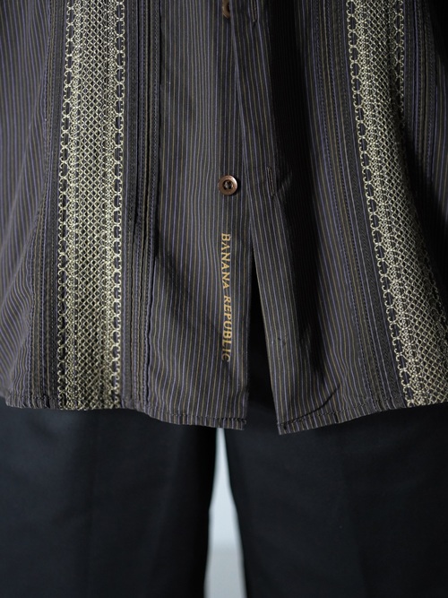 BANANA REPUBLIC Ethnic design cotton stripe L/S shirt