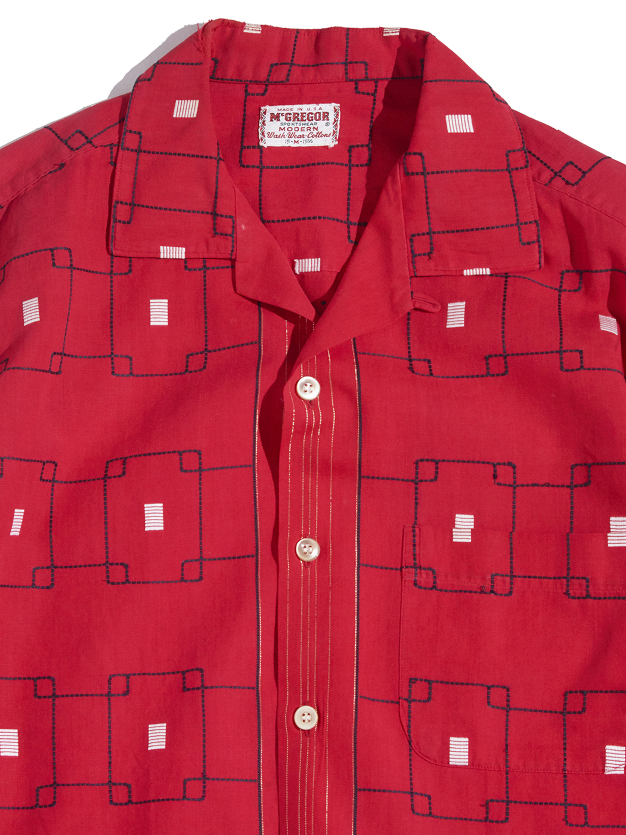 1960s "McGREGOR" cotton atomic pattern shirt -RED-