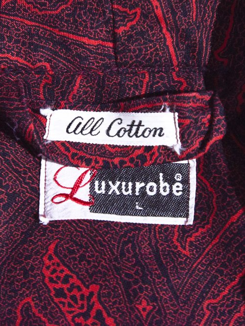 1960s "Luxurobe" cotton print flannel gawn -RED- <SALE¥18000→¥14400>