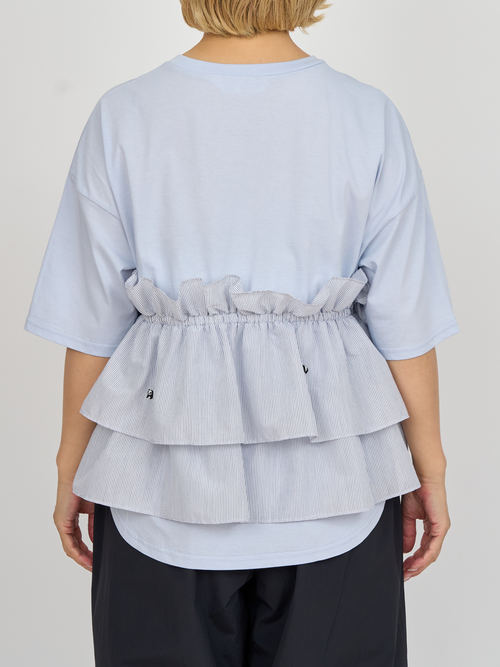 【受注商品】mini pandas frilled top・LT.GRAY×STRIPE