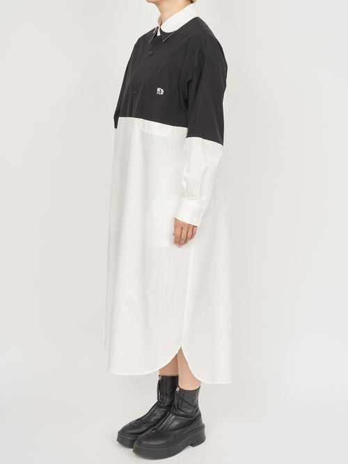【受注商品】fake round collar shirt dress・BLACK×WHITE