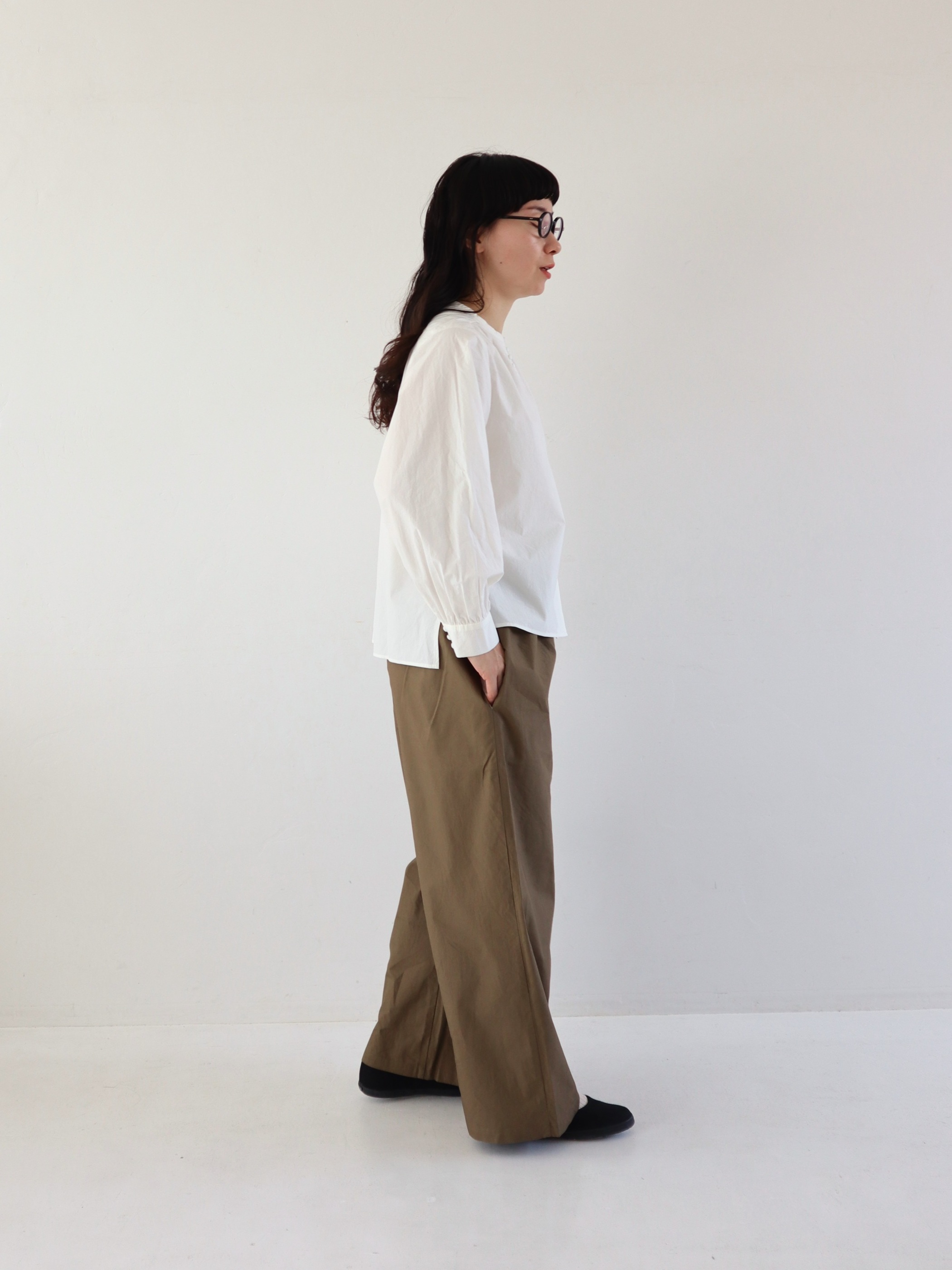 シンプルワイドパンツ２　カーキ