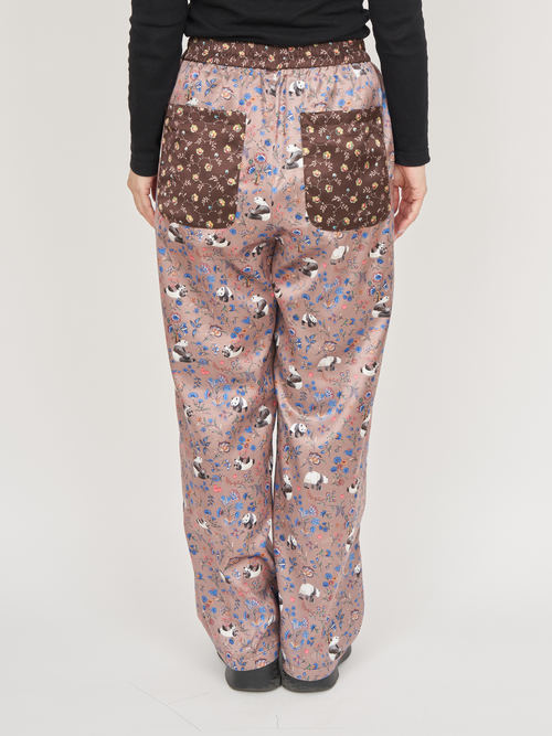 【受注商品】panda printed pajama pants・BROWN×BEIGE