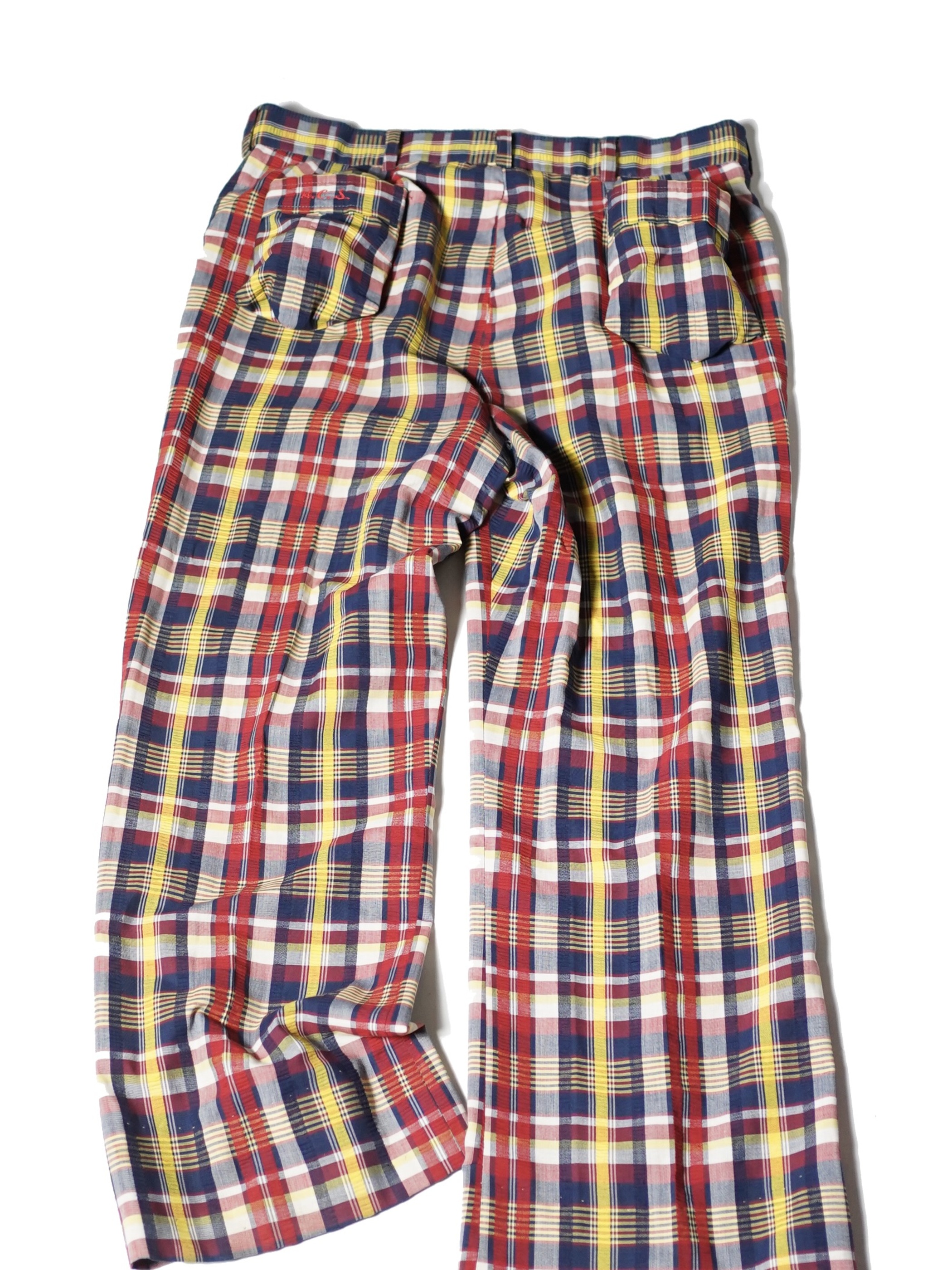 1970~ Unknown Seersucker flare check golf pants