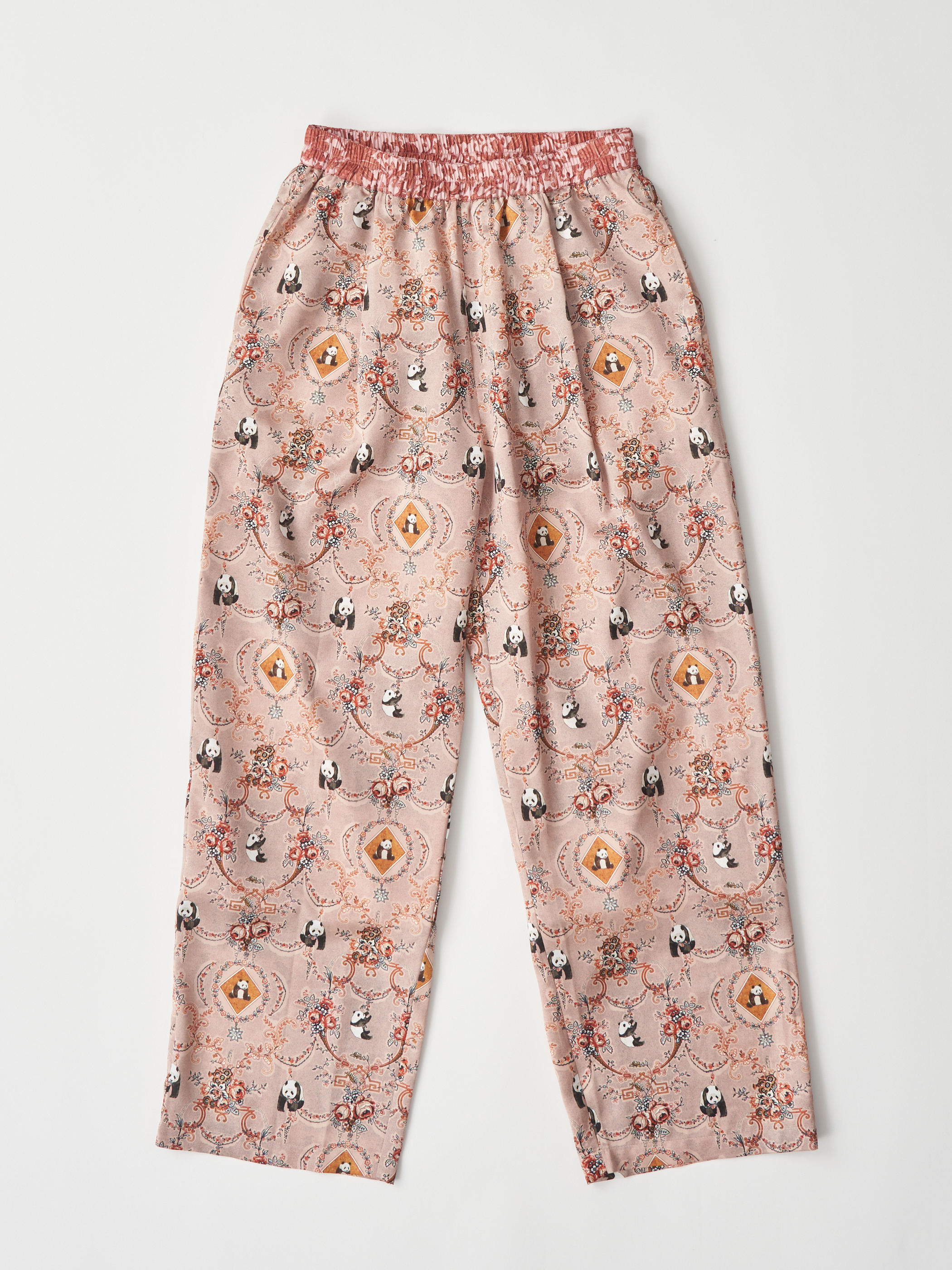 【受注商品】panda printed pajama pants・BEIGE×PINK