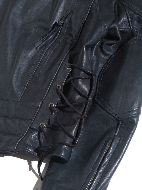 1980s "unknown" single riders jacket -BLACK-