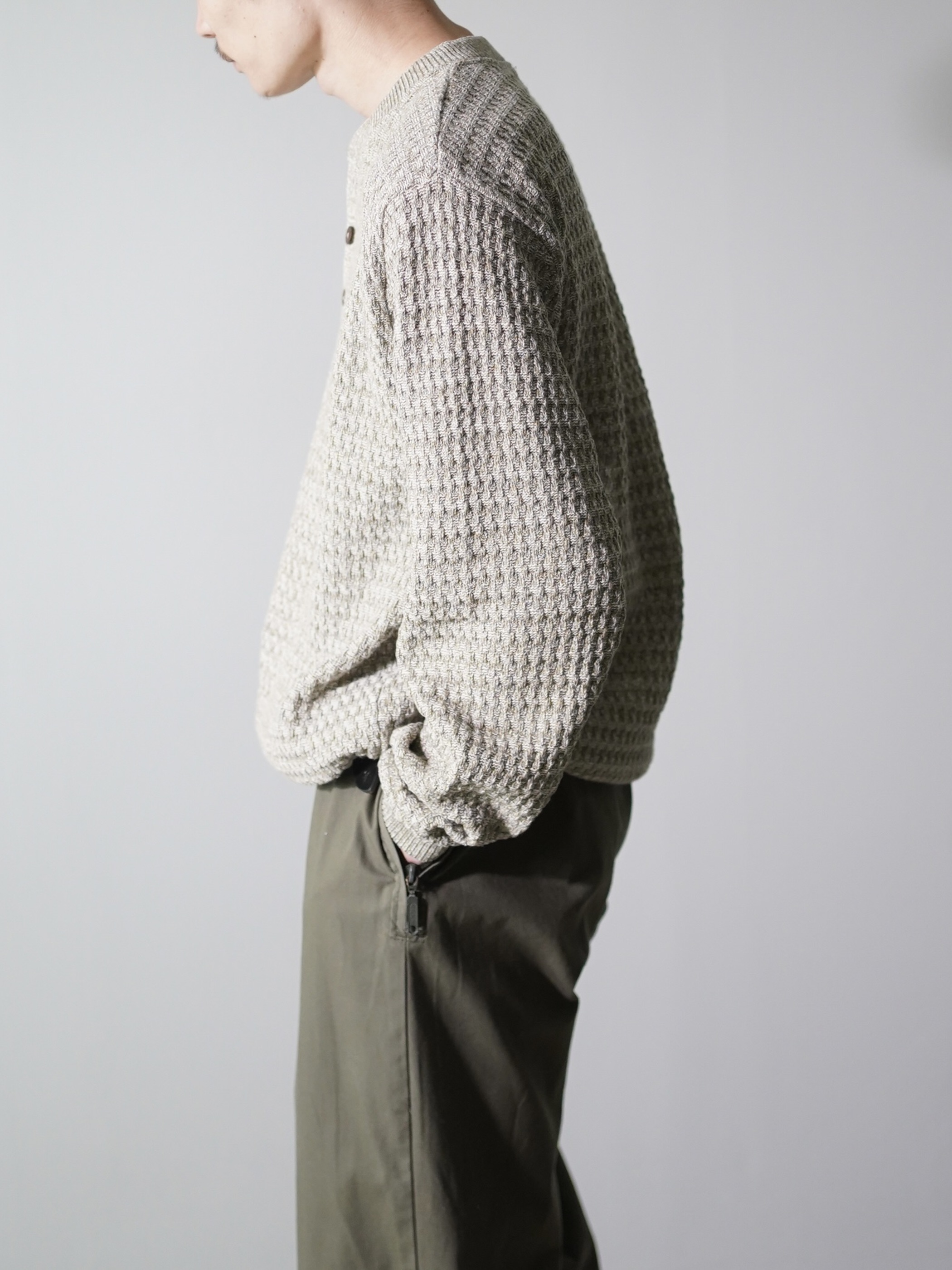 haggar Henry-neck Cotton knit sweater