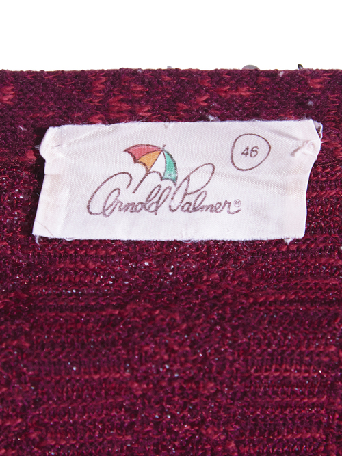 1970s "Alnord Palmer" acrylic knit cardigan -BURGANDY-