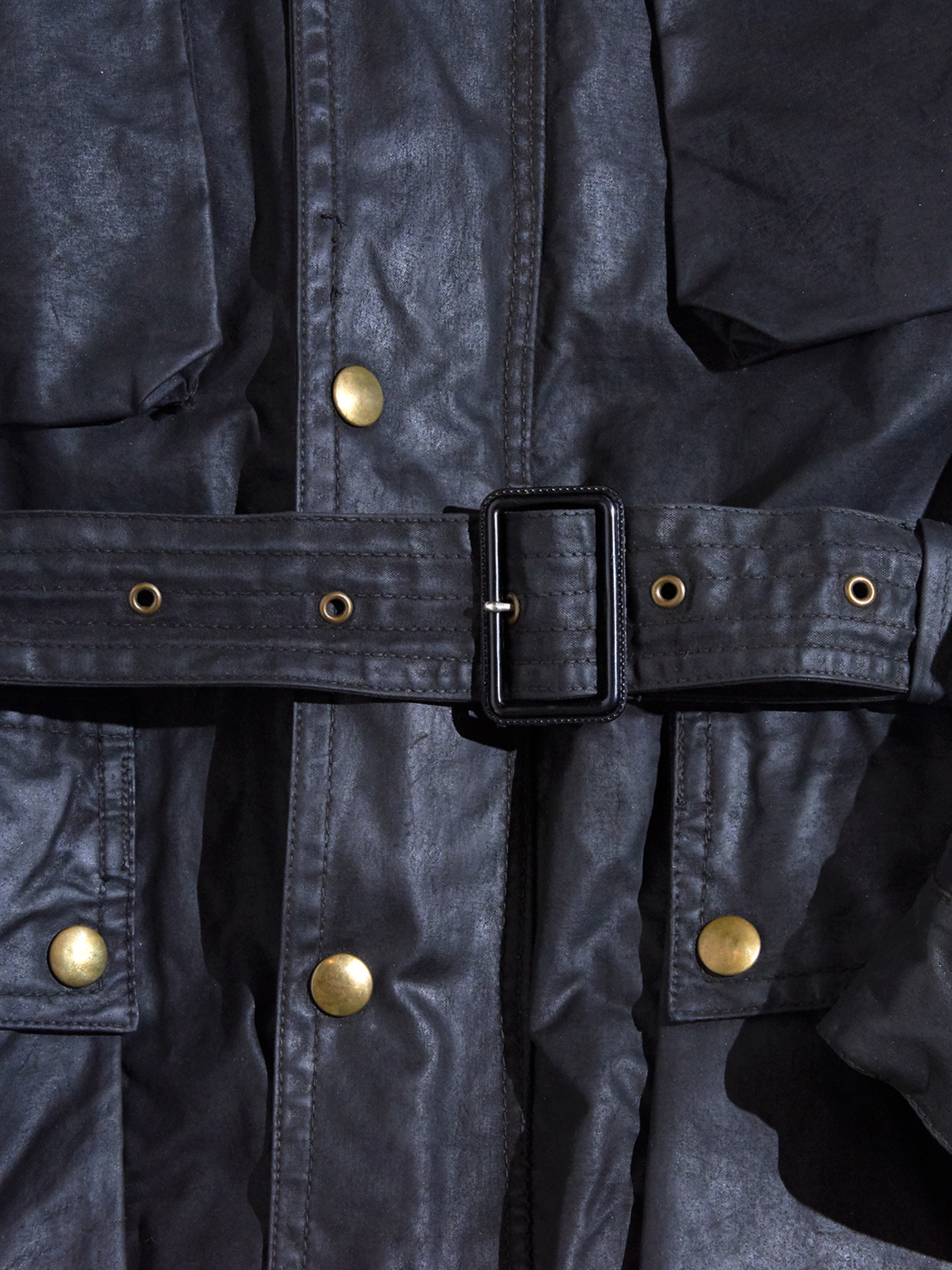 1960s "Belstaff" TRIALMASTER motorcycle oiled cloth jacket -BLACK-