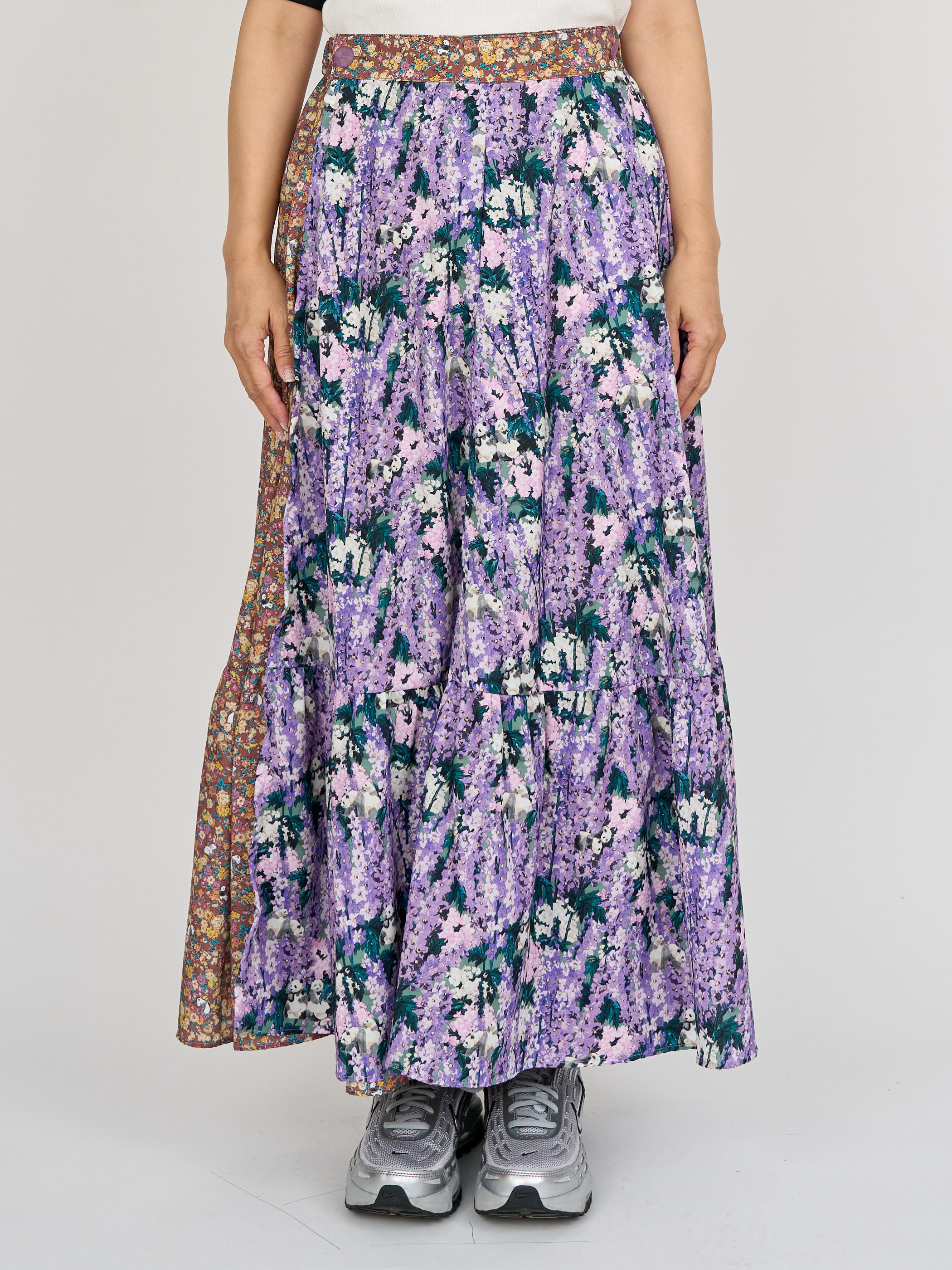 【受注商品】2way wrap skirt・PURPLE×BROWN