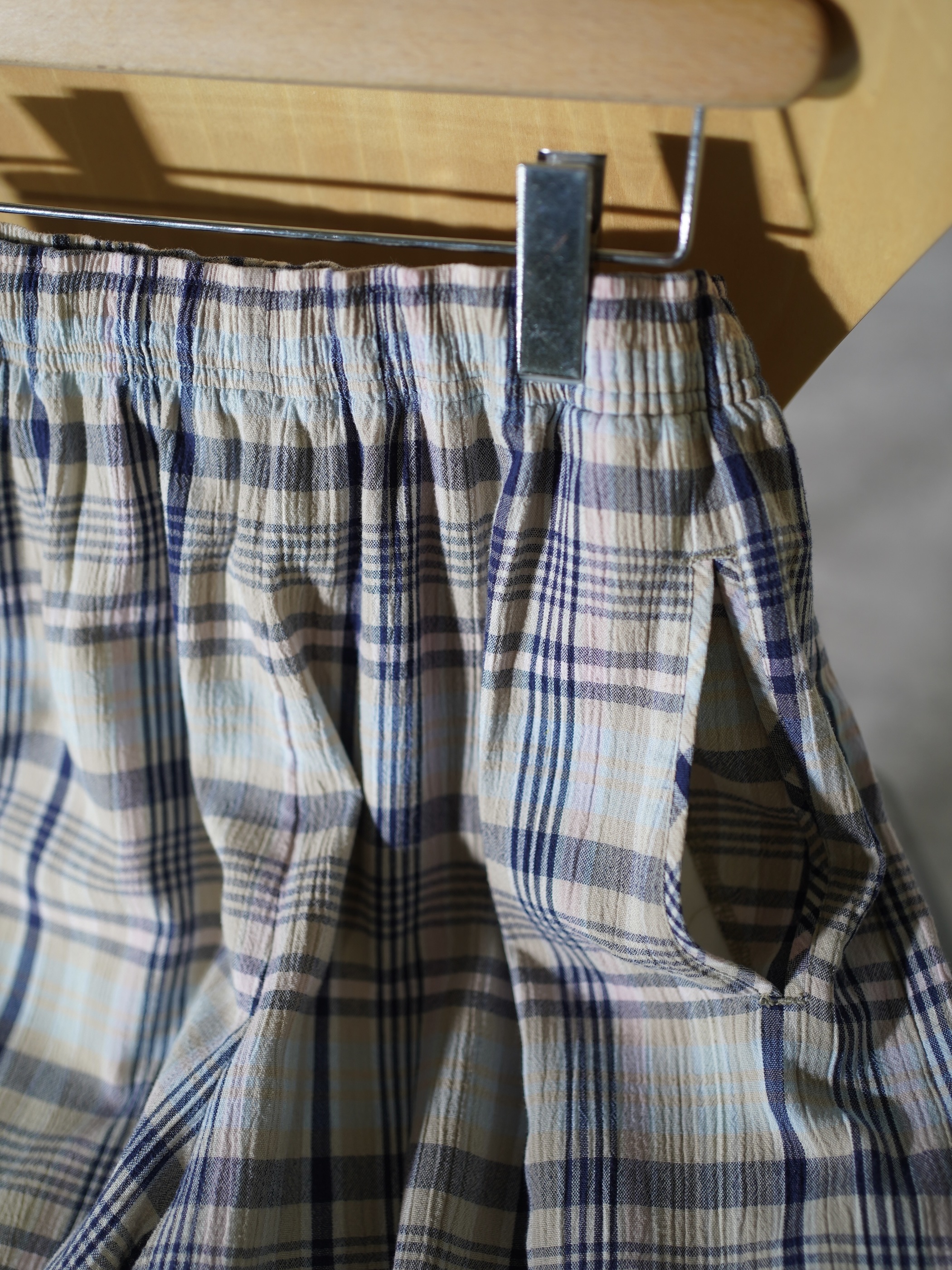 1990's KORET FRANCISCA Elastic Poly cotton check shorts / Made in Mexico