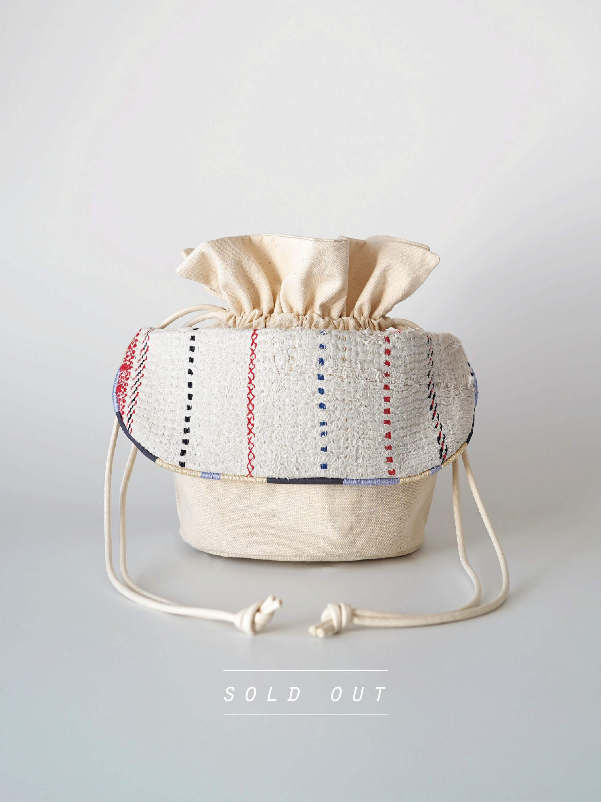 Vintage Draw-string Bag かごバッグ アンティーク 巾着-