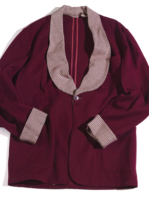 1940s "STATE-O-MINE" wool smoking jacket -BURGANDY- <SALE¥28000→¥22400>