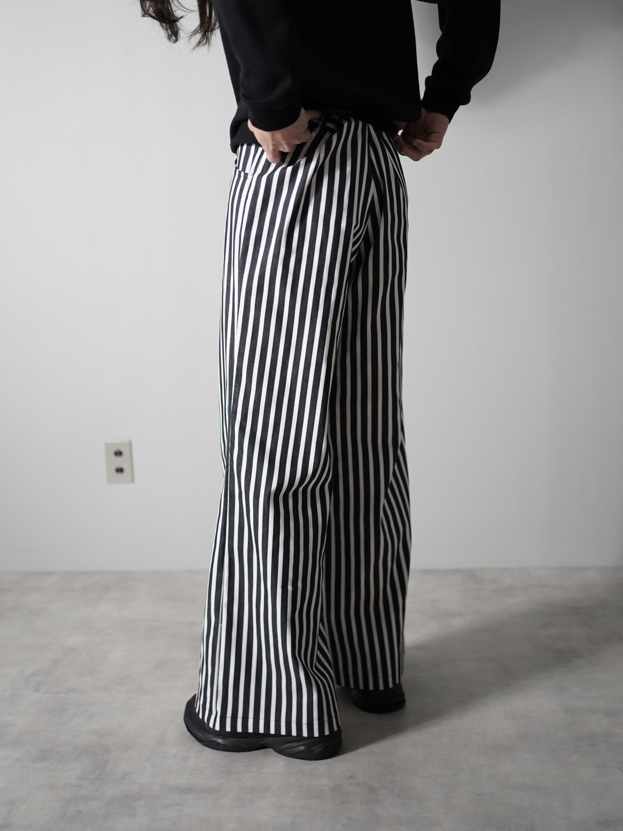 00's Poly cotton wide flare pants / Dead stock