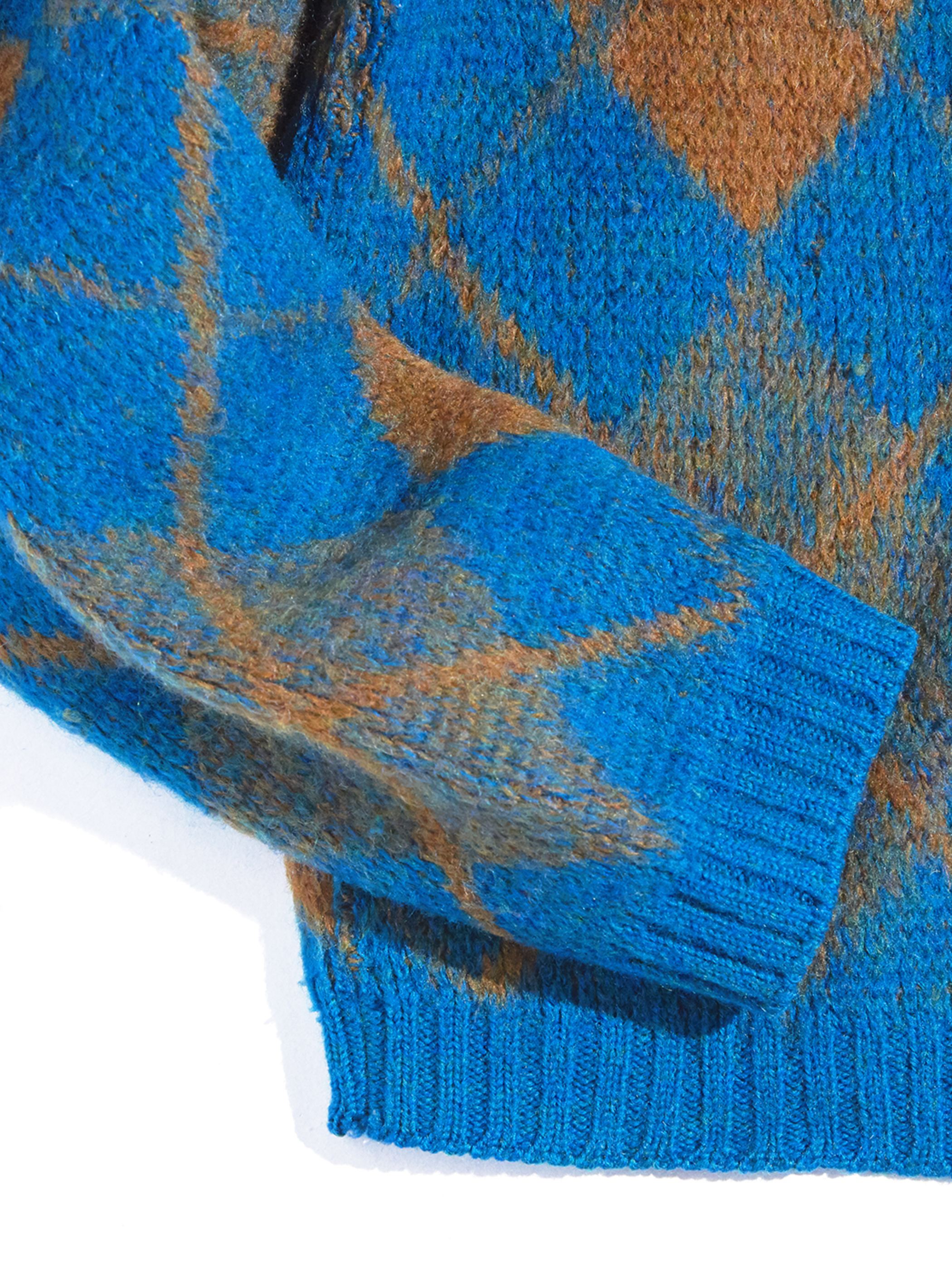 1970s "unknown" turtle neck argyle pattern mohair knit -TURQUOISE-