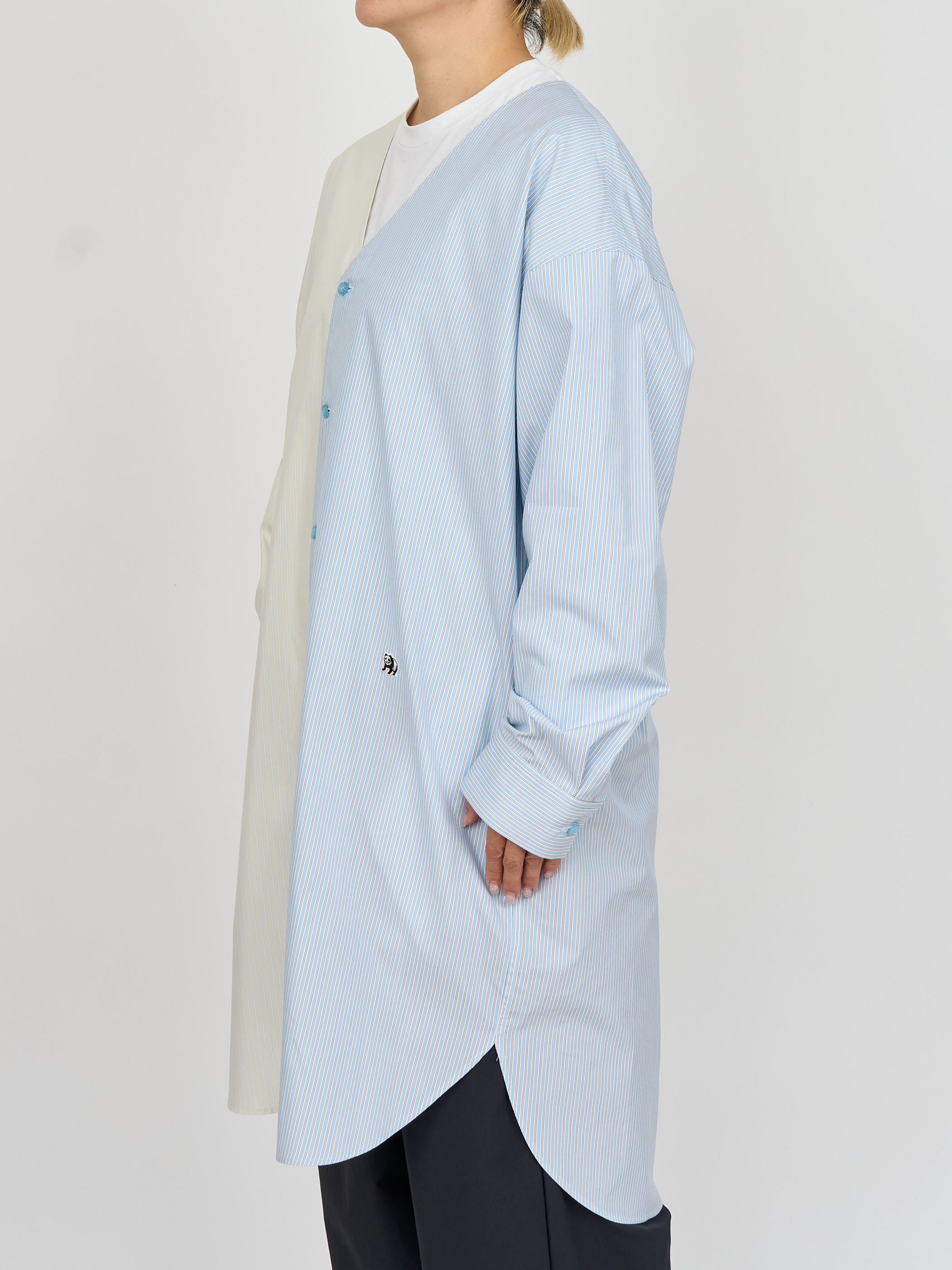 【受注商品】two-tone stripe long shirt・LT.BLUE×YELLOW