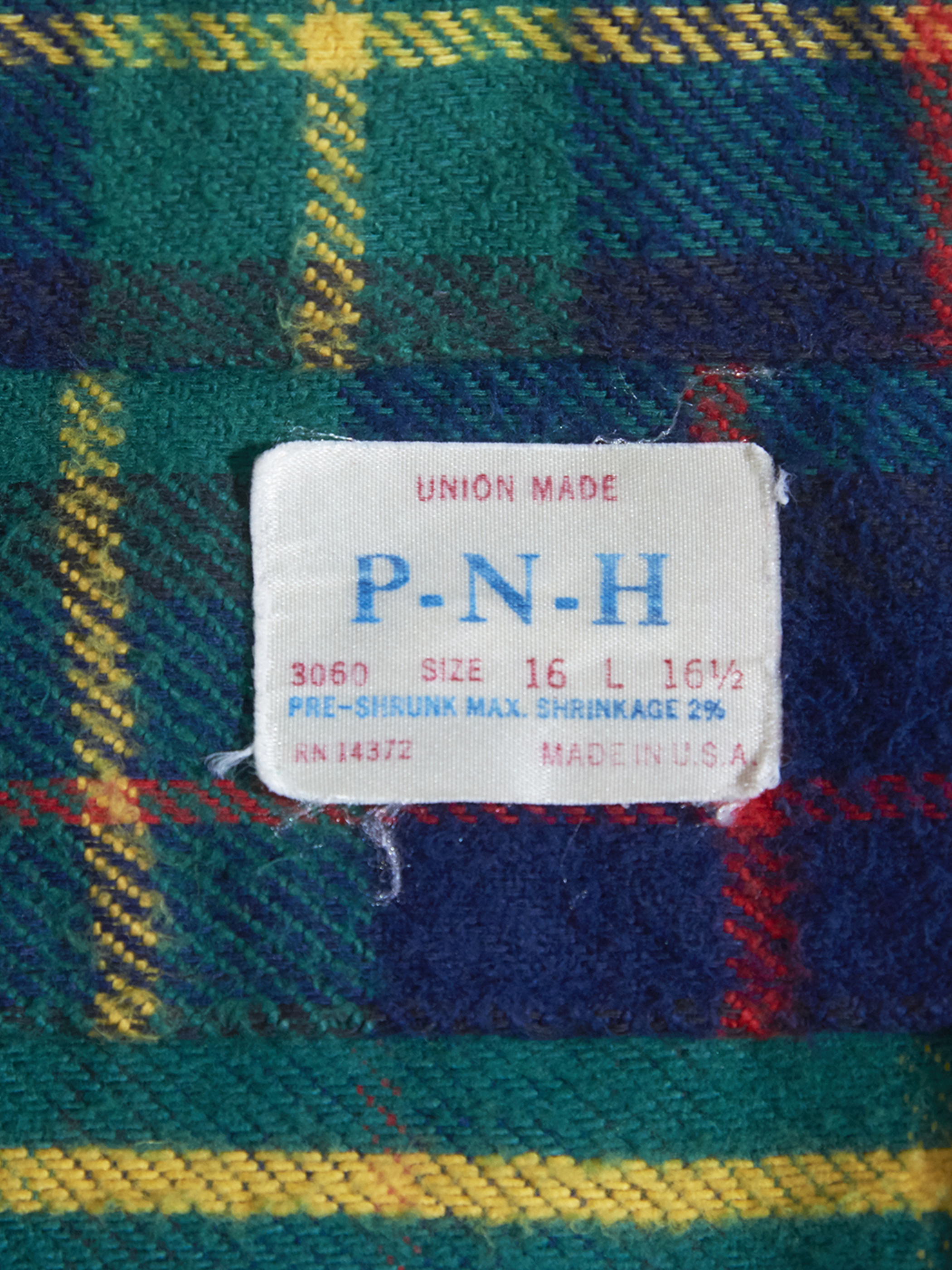 1960s "P.N.H" flannel check shirt -GREEN-