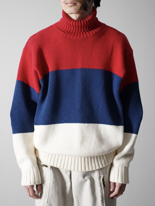 1980~90's GAP Hi-neck border cotton knit sweater