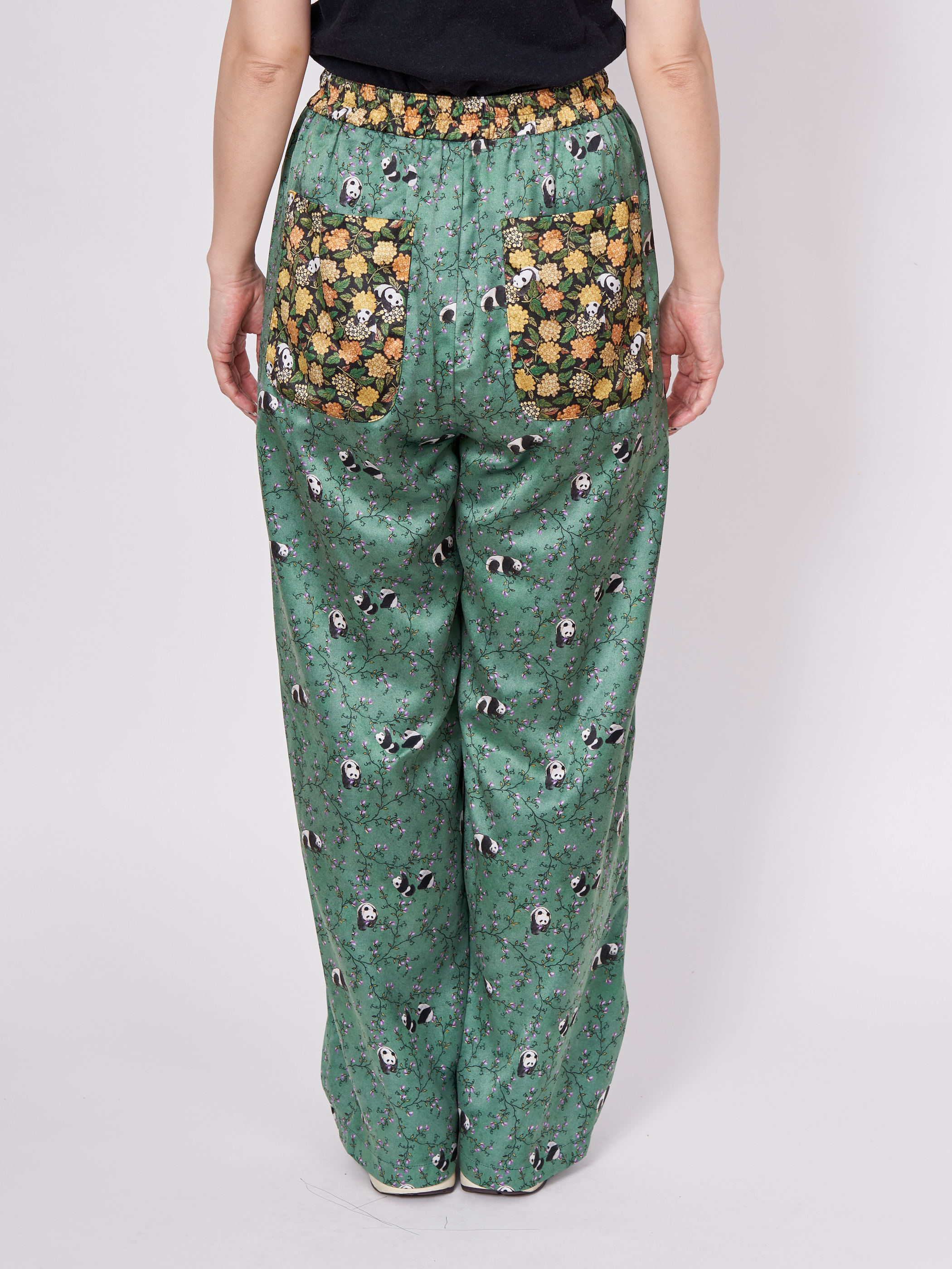 panda printed pants・GREEN×YELLOW - my panda online shop