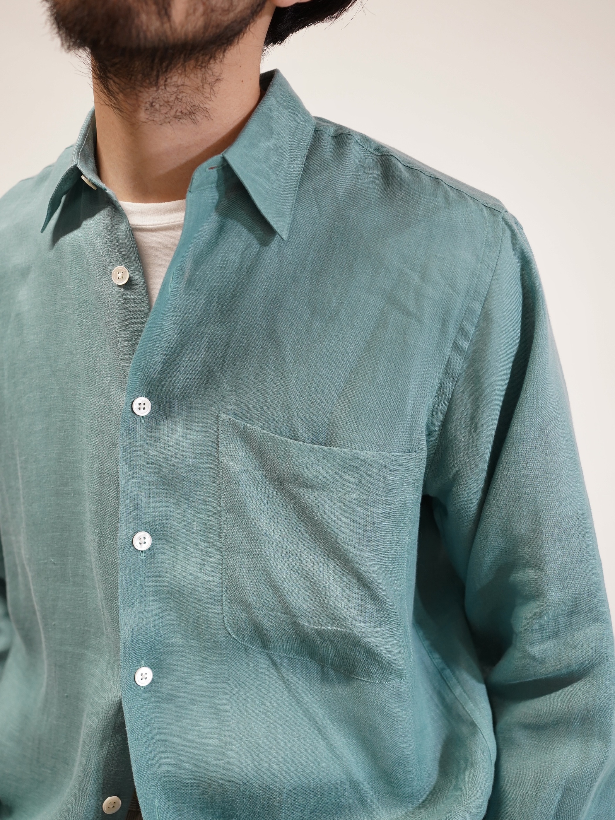 Woven in Ireland OLD SAKS FIFTH AVENUE Linen Dress shirt / Made in Hong Kong