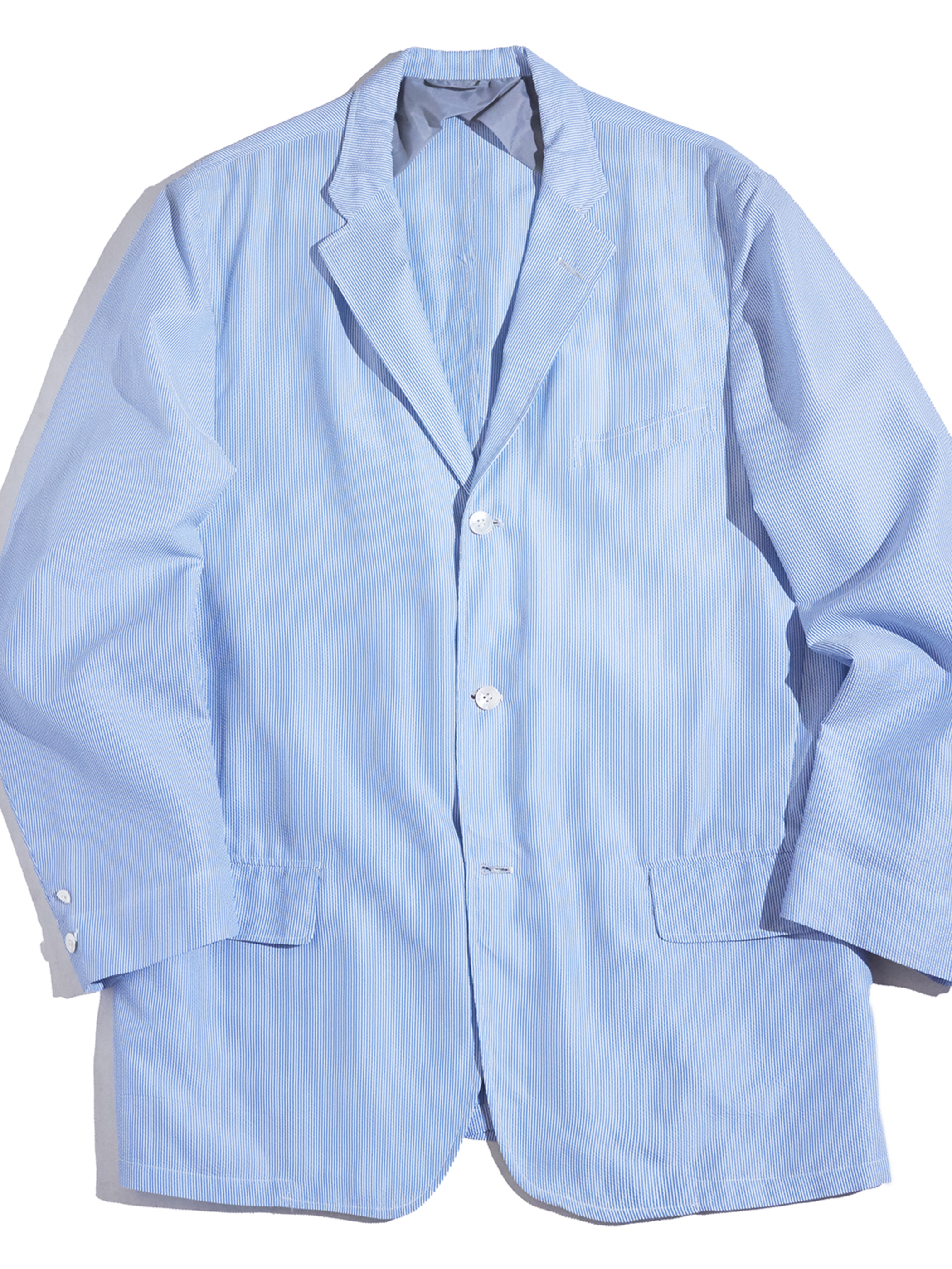 1960s "Andy Anderson Ltd." seersucker stripe tailored jacket -BLUE-