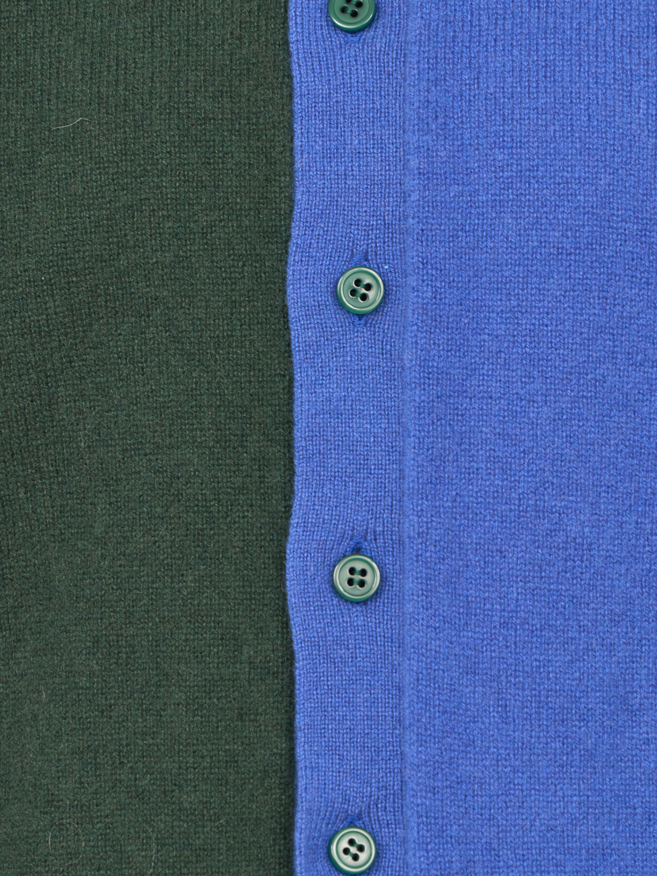 【受注商品】two-tone cashmere cardigan・GREEN×BLUE