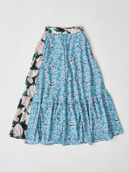 【受注商品】2way wrap skirt・BLUE×BLACK