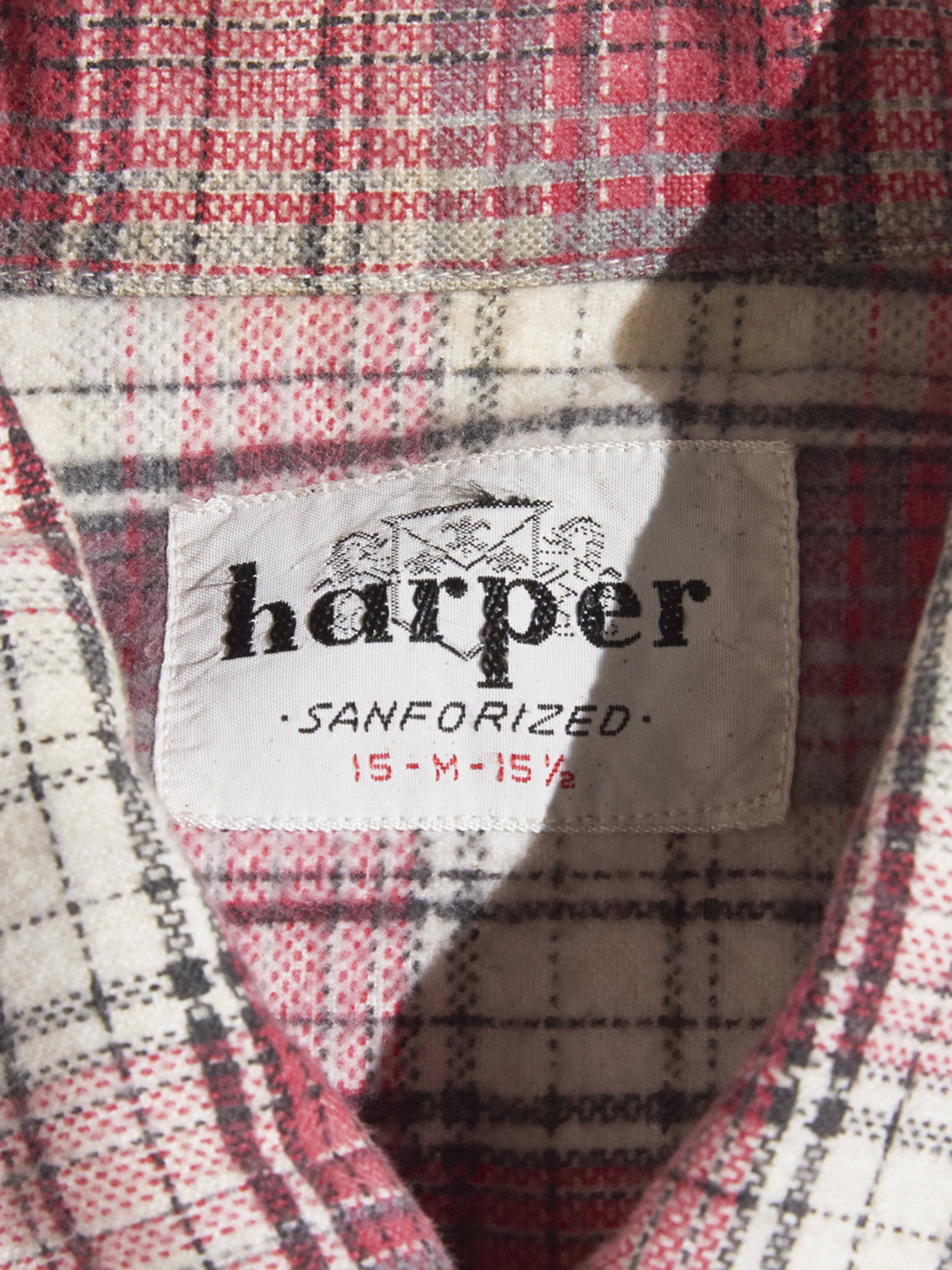 1960s "harper" print flannel check shirt -RED-