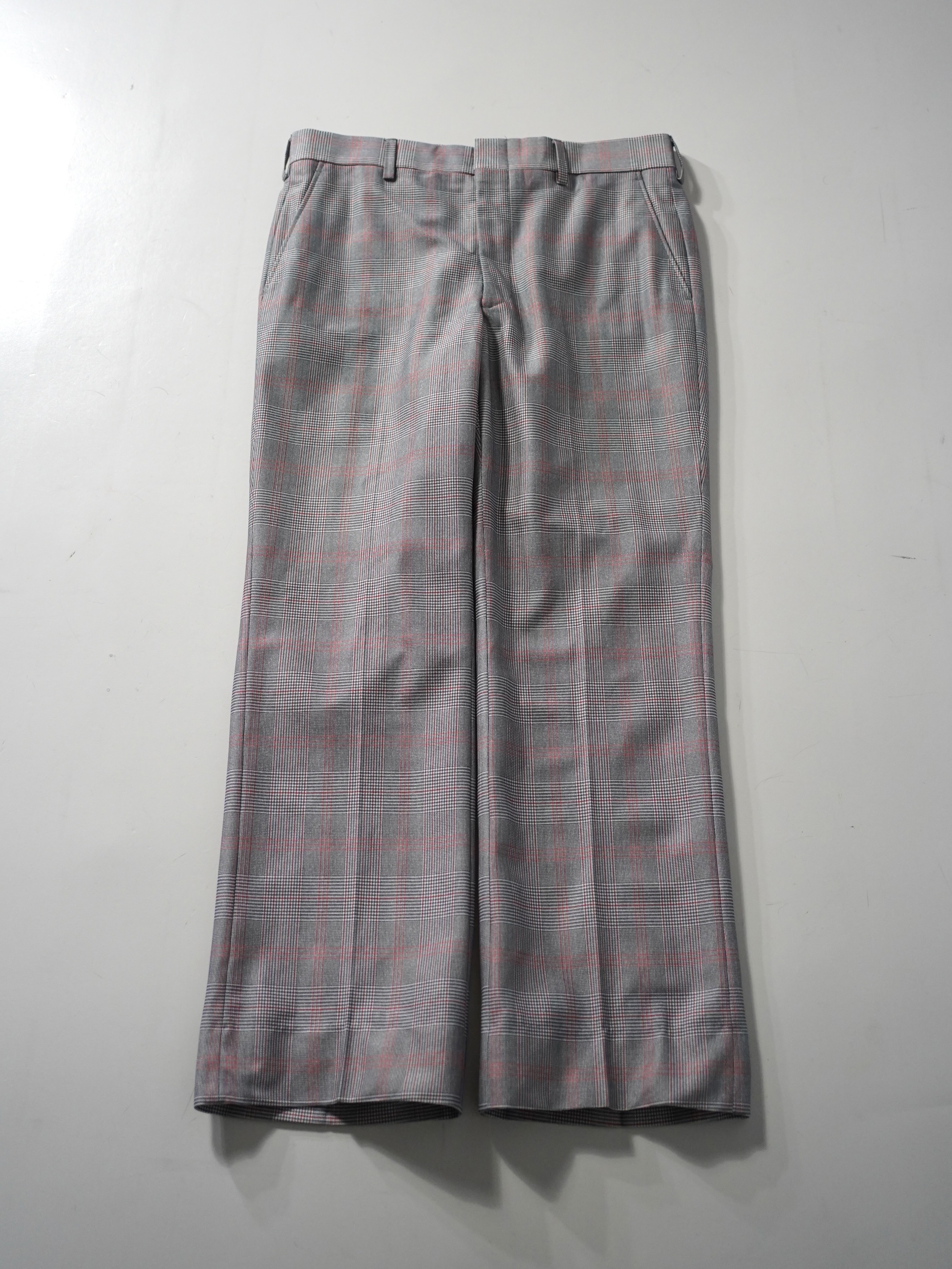 1970's~ Glen check boot cut poly dress pants