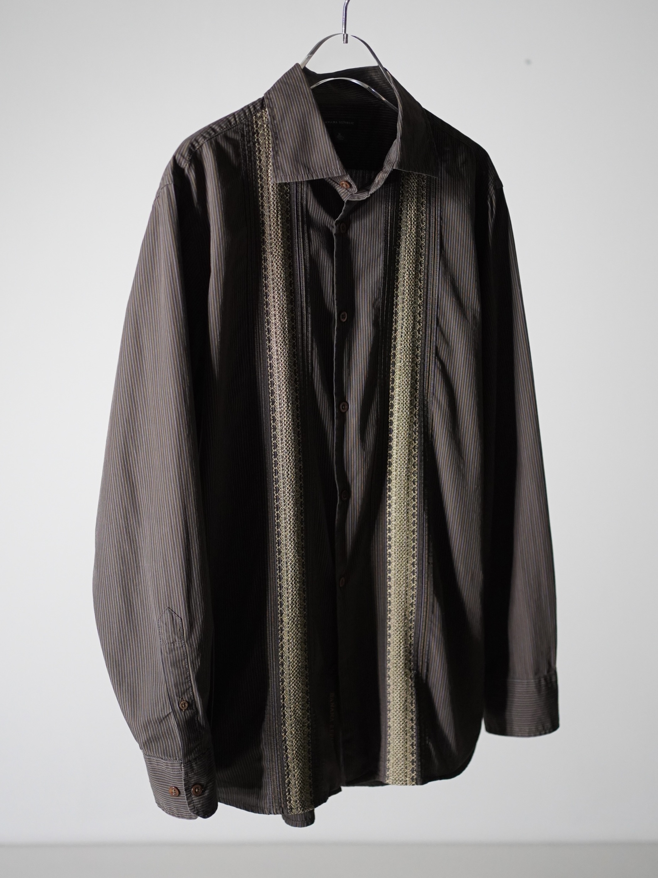 BANANA REPUBLIC Ethnic design cotton stripe L/S shirt