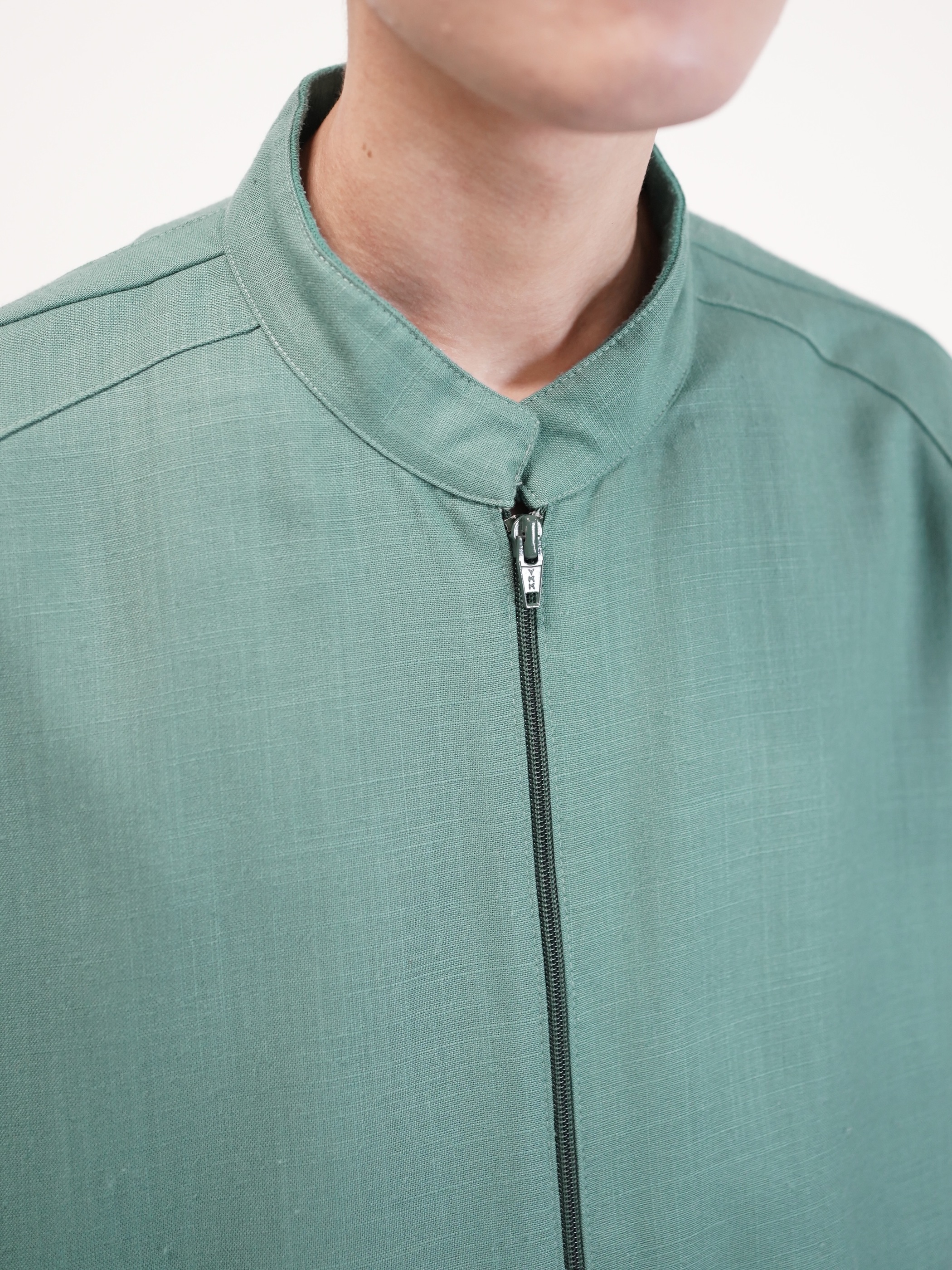 1980~90's Alan Stuart Poly Rayon shirt fabric s/s zip blouson  / Made in USA