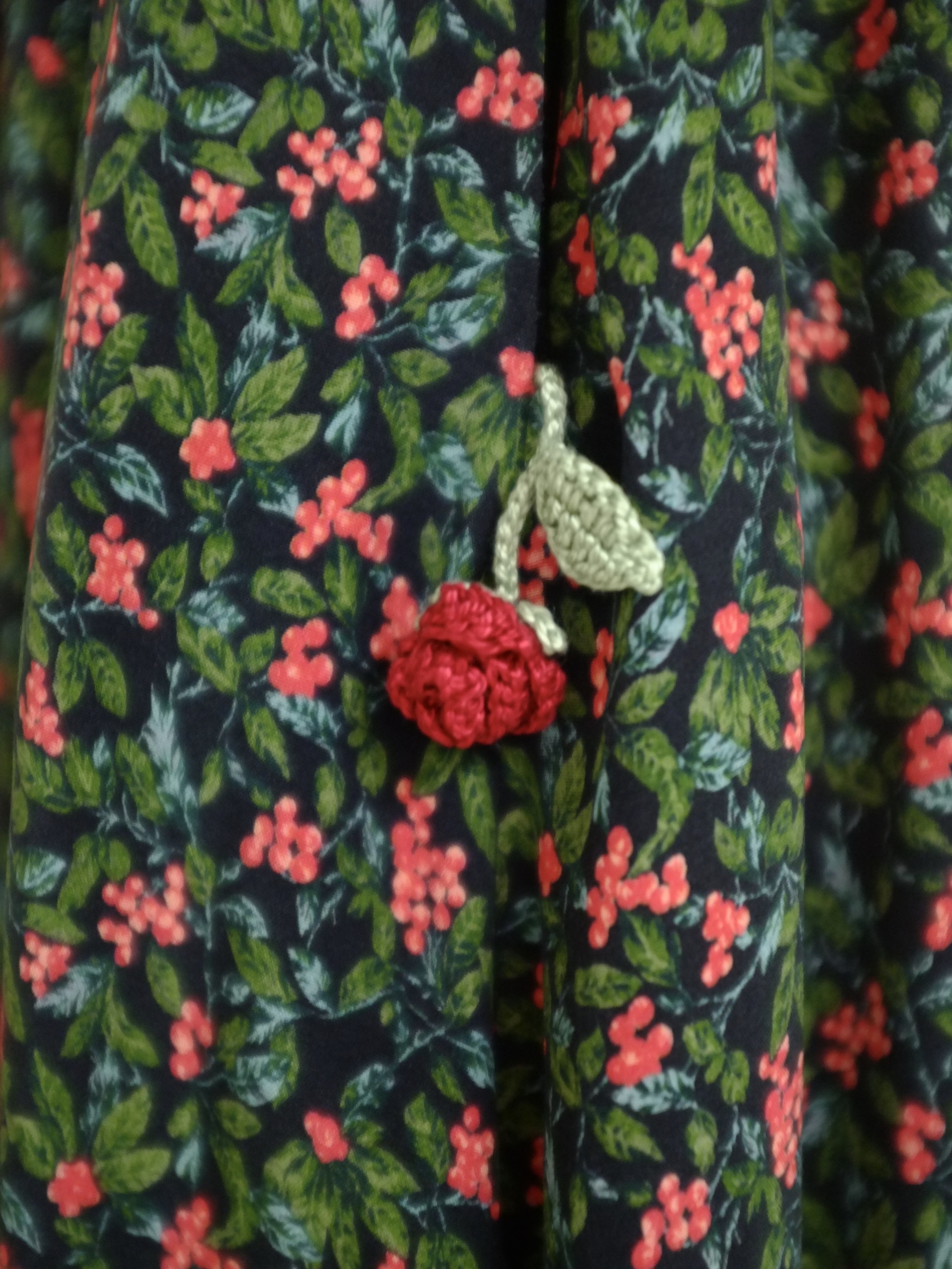 floret print bow-tie shirt DRESS - col.red floret print