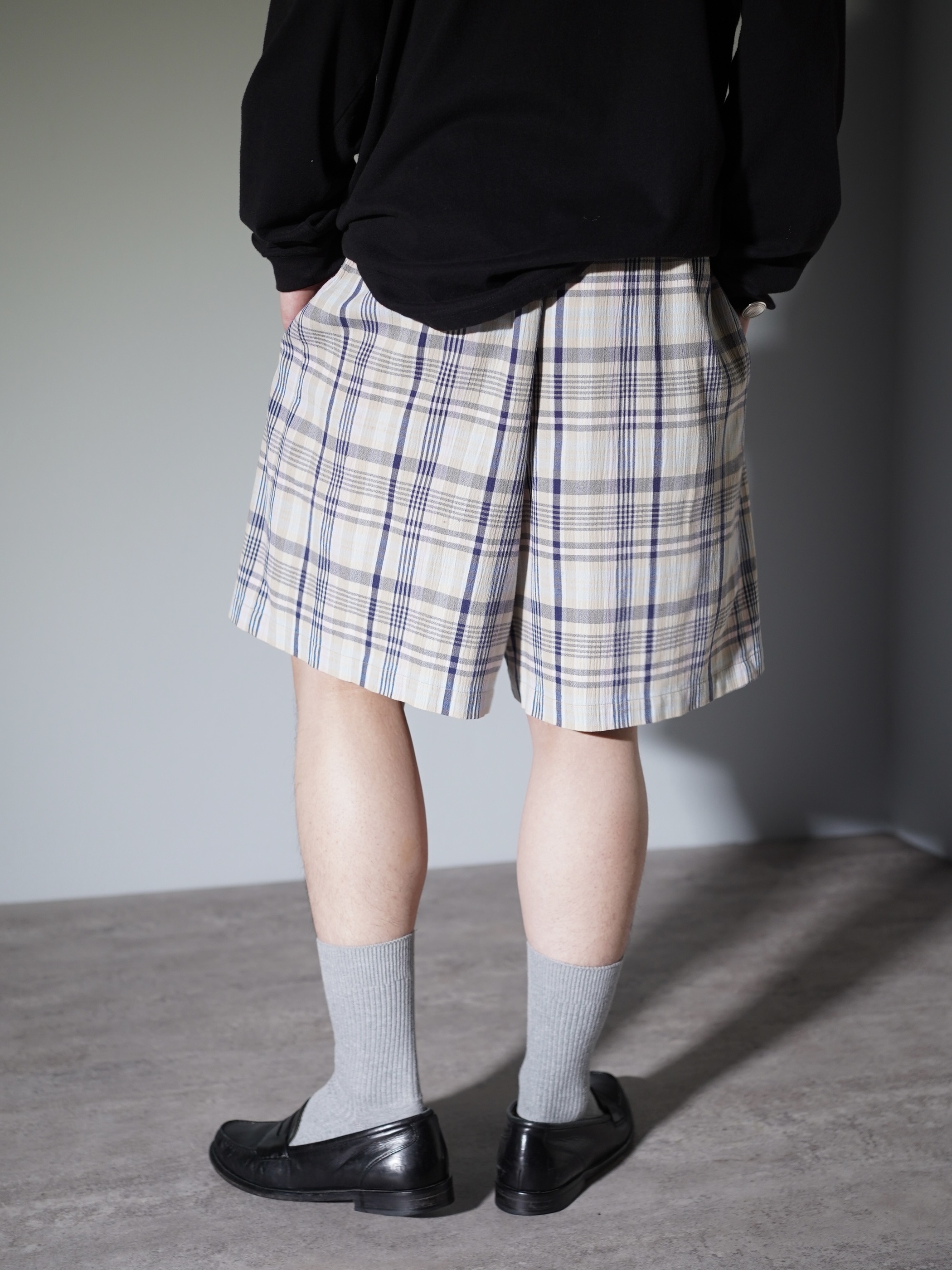 1990's KORET FRANCISCA Elastic Poly cotton check shorts / Made in Mexico
