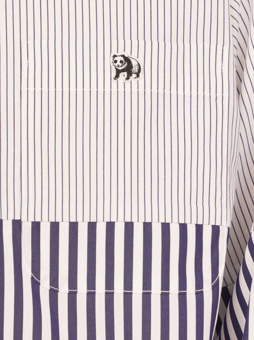 【受注商品】fake round collar shirt dress・WHITE×NAVY