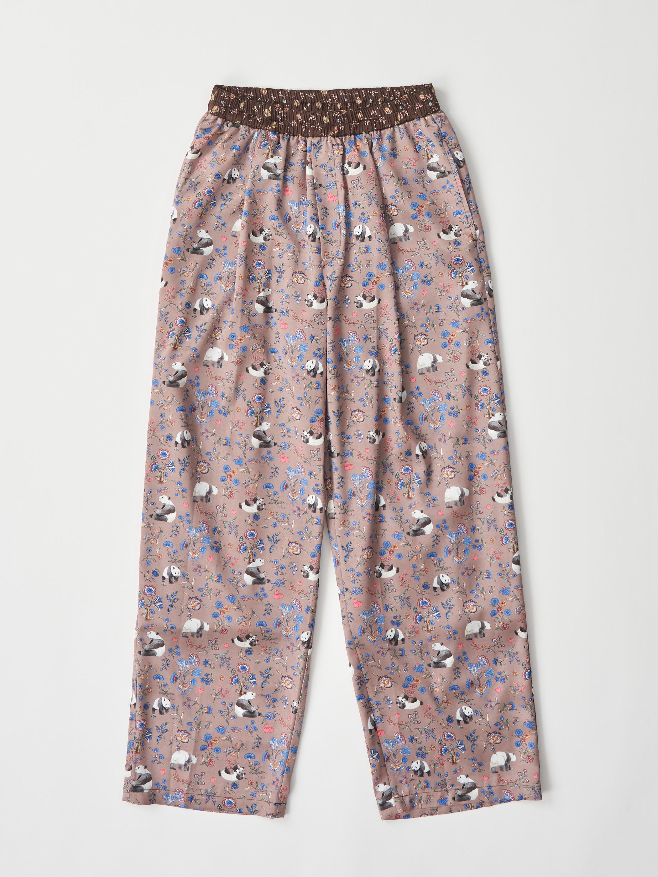 【受注商品】panda printed pajama pants・BROWN×BEIGE