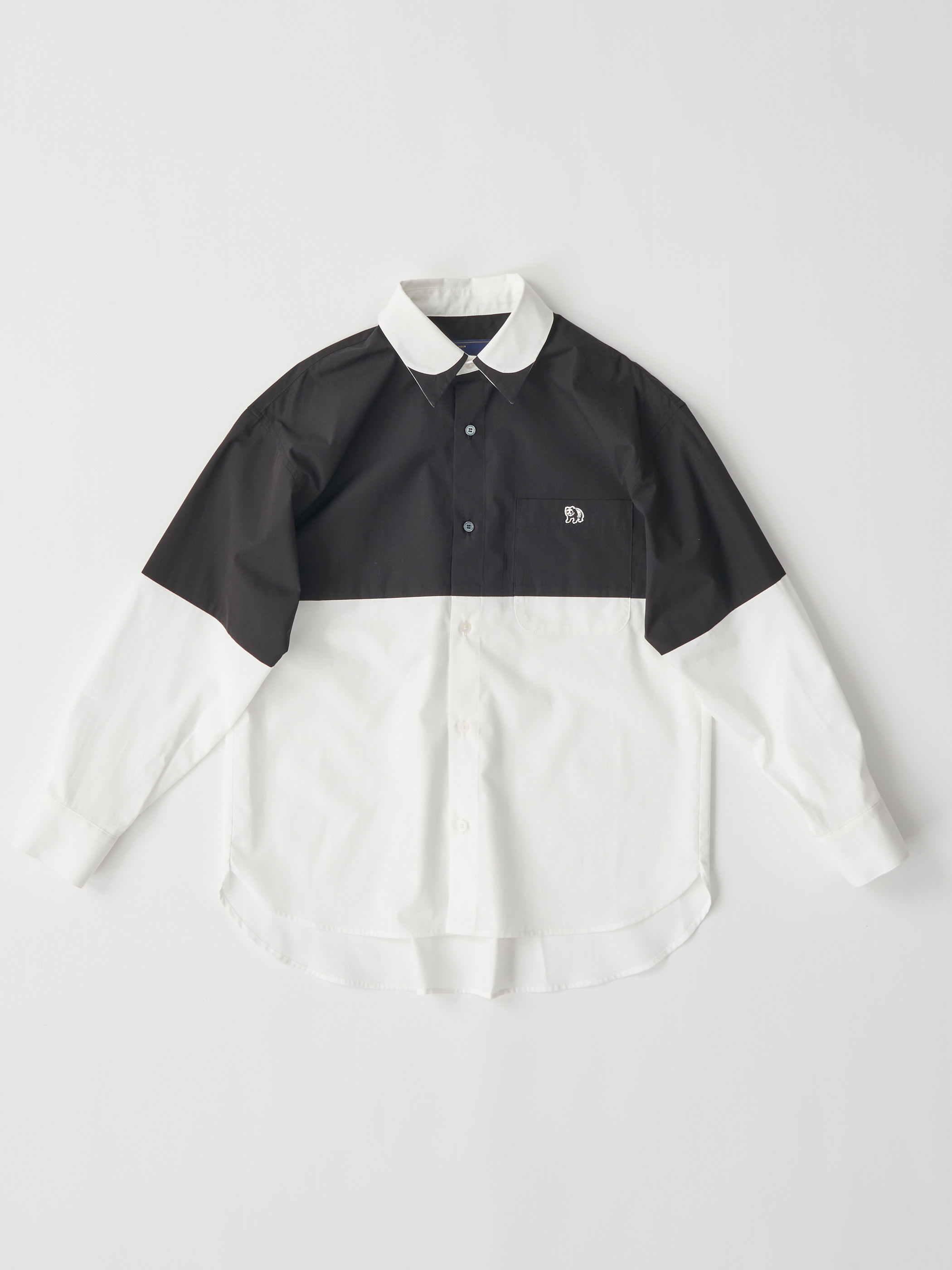 【受注商品】fake round collar shirt・BLACK×WHITE