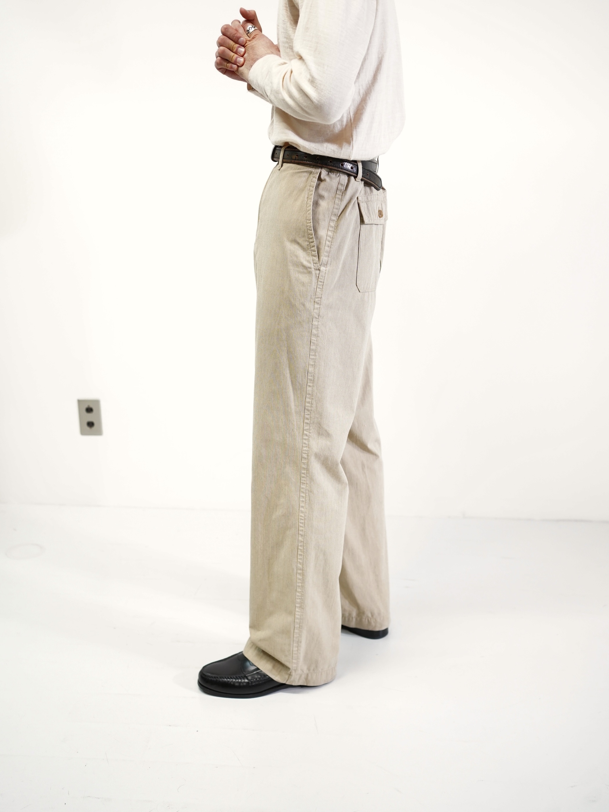 00's BANANA REPUBLIC Cotton stripe trousers / Made in India
