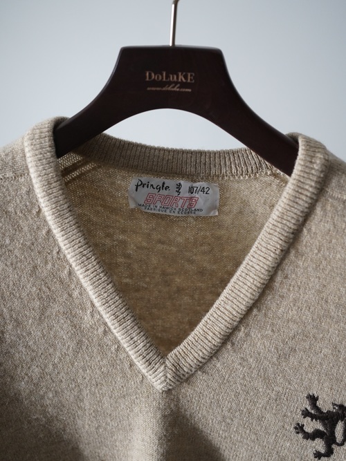 1970-80's  Pringle SPORT Pure wool V-neck sweater / Made in Scotland