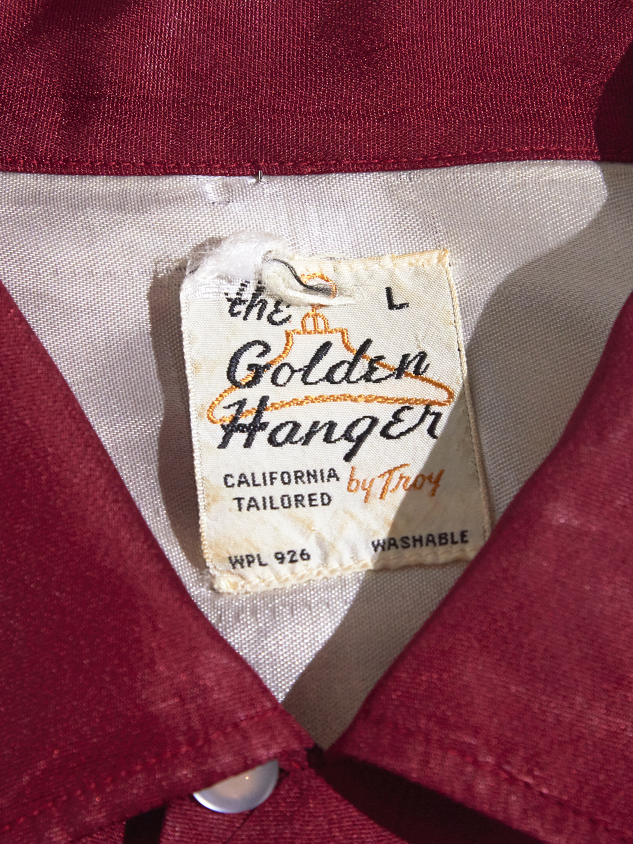 1950s "Golden Hanger" summer rayon shirt -BURGANDY-