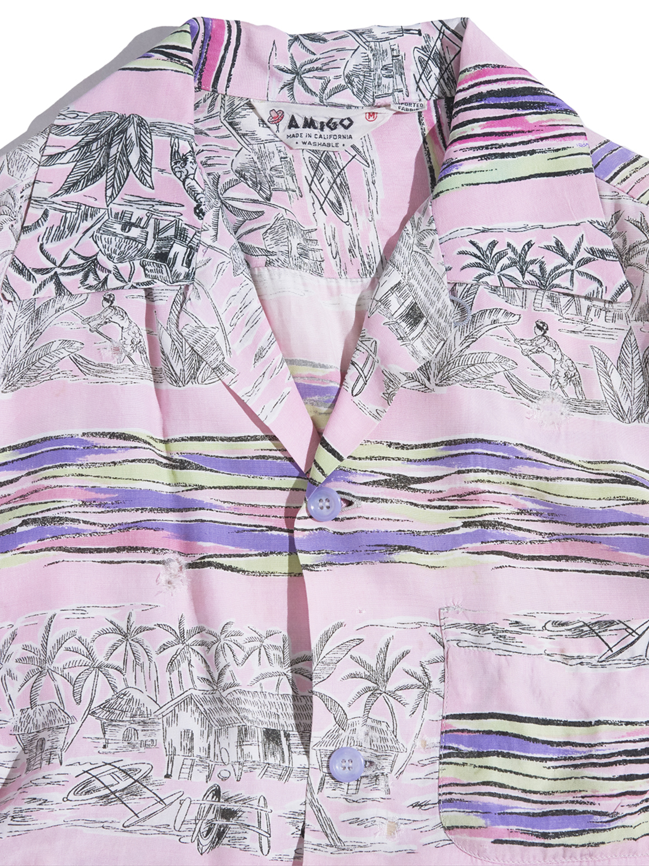 1960s "AMIGO" s/s rayon pattern shirt -PINK-