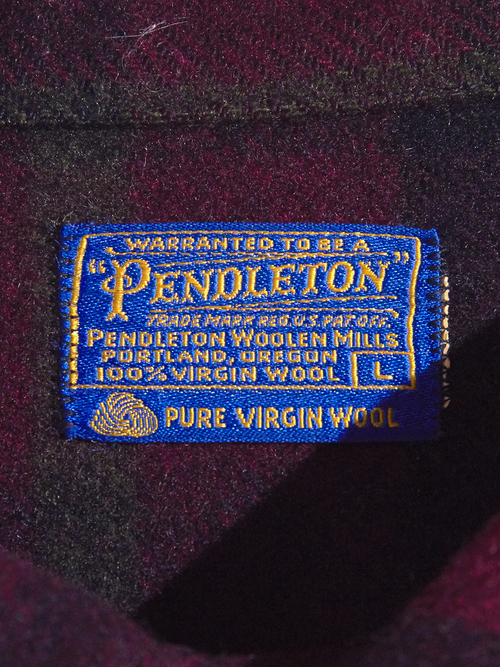 1960s "PENDLETON" wool check jac-shirt -BURGANDY-