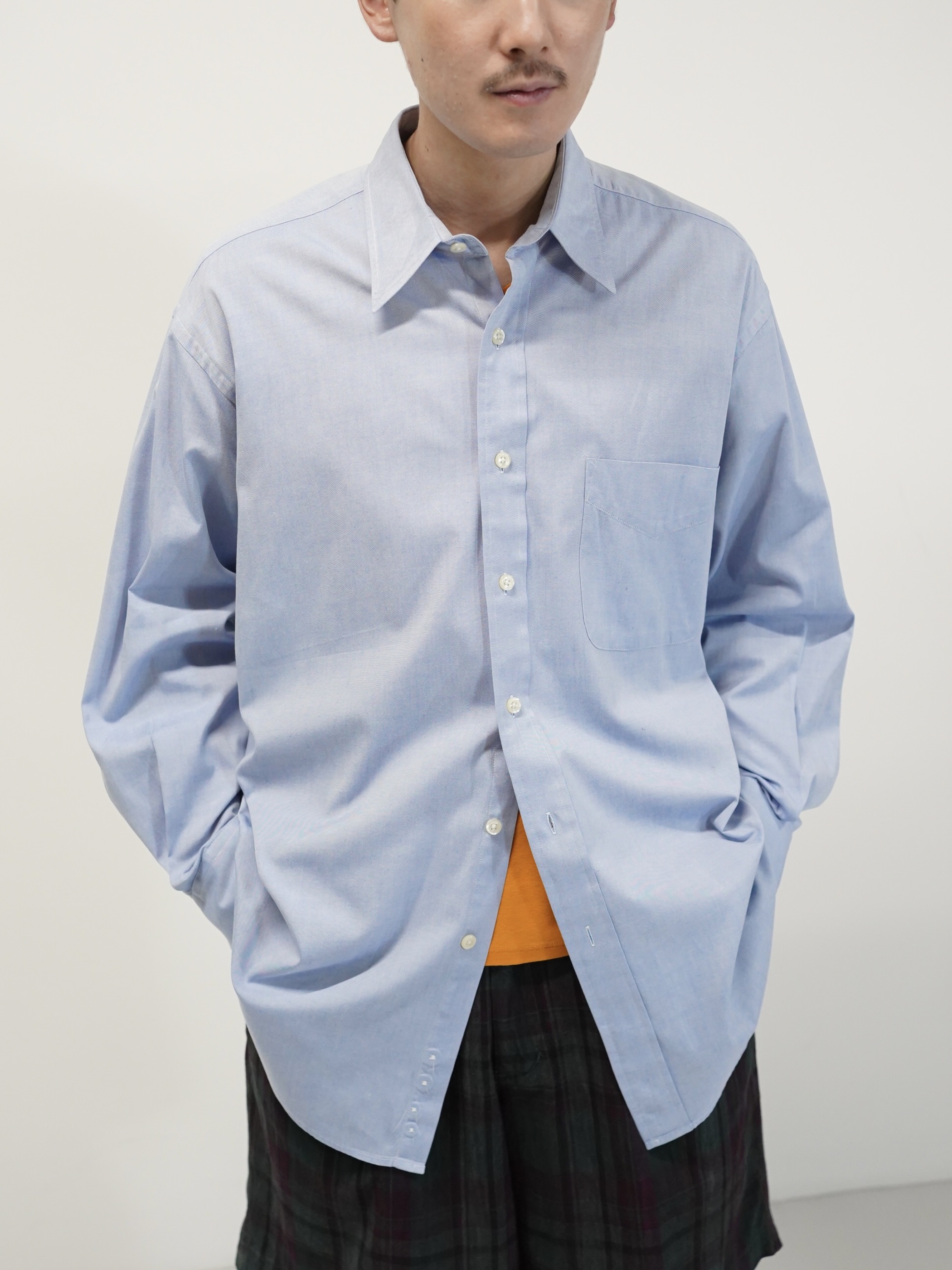 1990's BRITCHES Pinpoint Oxford cotton L/S shirt / Made in Hong Kong